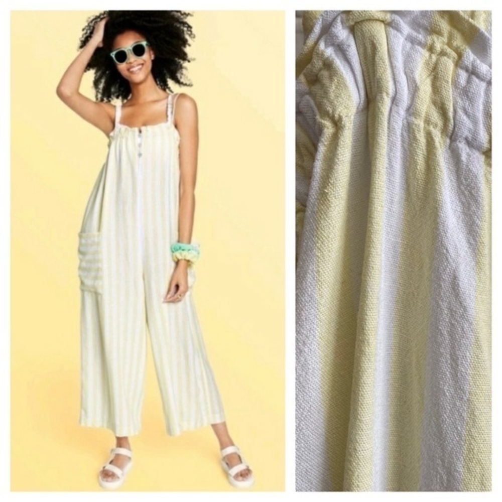 Stoney Clover Lane X Target Yellow White Stripe Linen Blend Jumpsuit Small